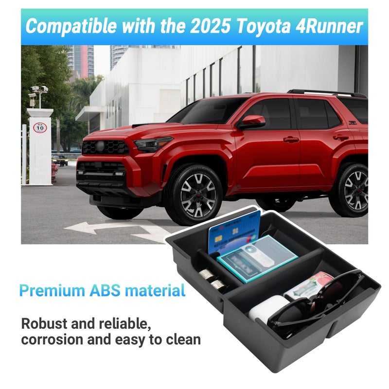 منظم وحدة التحكم المركزية Sinminou متوافق مع 2025 Toyota 4Runner (الجيل السادس) الملحقات الداخلية، صندوق تخزين مسند الذراع، صينية تنظيم القفازات مع حامل للعملات المعدنية والنظارات الشمسية - Image 2